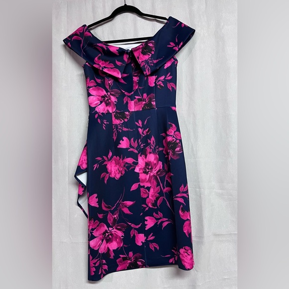 Alex Evenings Floral Off Shoulder Side Ruched Dress Size 8 NWOT - Picture 5 of 7